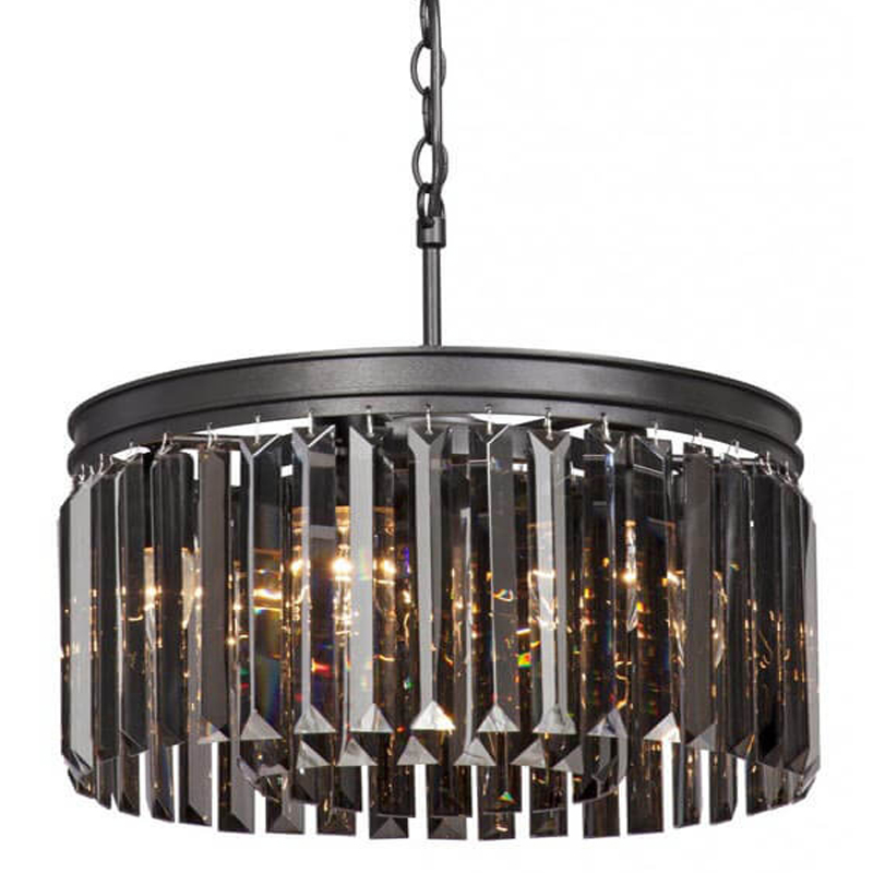 Люстра RH Rhys Smok Glass Prism Round Chandelier 40 Черный матовый в Ульяновске | Loft Concept 