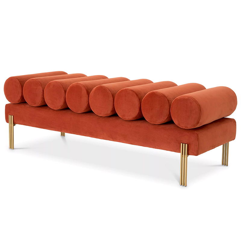 Банкетка Eichholtz Bench Oxley Orange Оранжевый Латунь в Ульяновске | Loft Concept 