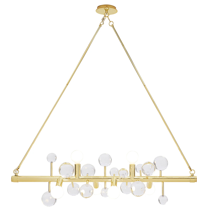 Люстра Jonathan Adler SIX-LIGHT LINEAR CHANDELIER Clear Золотой Прозрачное Стекло Белый в Ульяновске | Loft Concept 