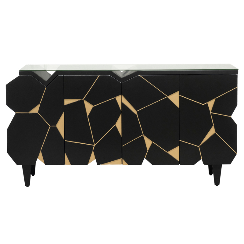 Комод геометрический декор Mosaik Chest of drawers Черный Черный Золотой в Ульяновске | Loft Concept 