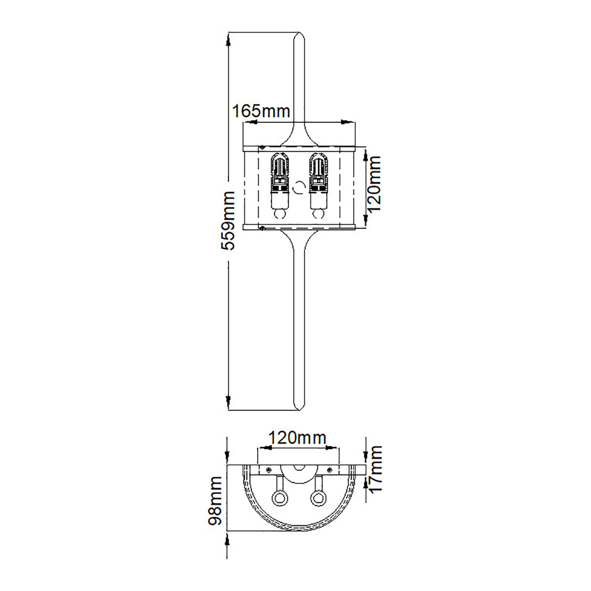 Бра вертикальное с белым полукруглым плафоном и длинным стержнем S Kichler в Ульяновске