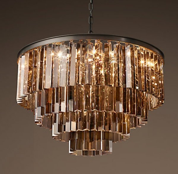 Люстра RH 1920s Odeon Smoke Glass Fringe Chandelier -60 Черный в Ульяновске | Loft Concept 