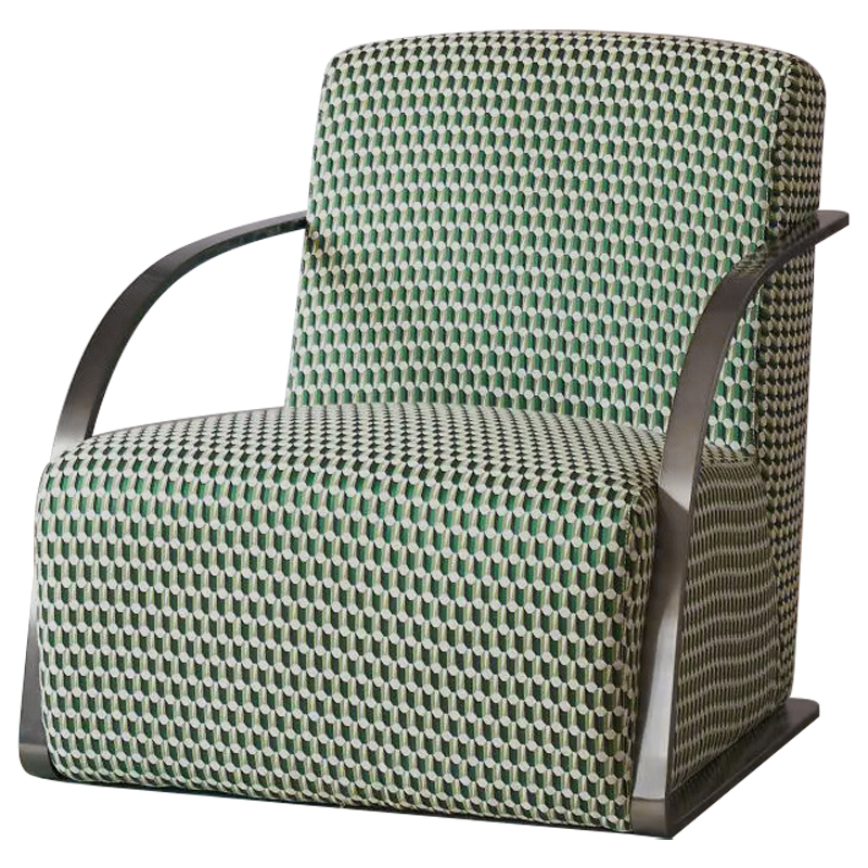 Кресло Esme Green Pattern Armchair Зеленый Темный хром в Ульяновске | Loft Concept 