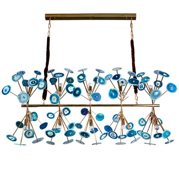 Люстра Agate Burst Chandelier Blue Line Золотой Синий в Ульяновске | Loft Concept 