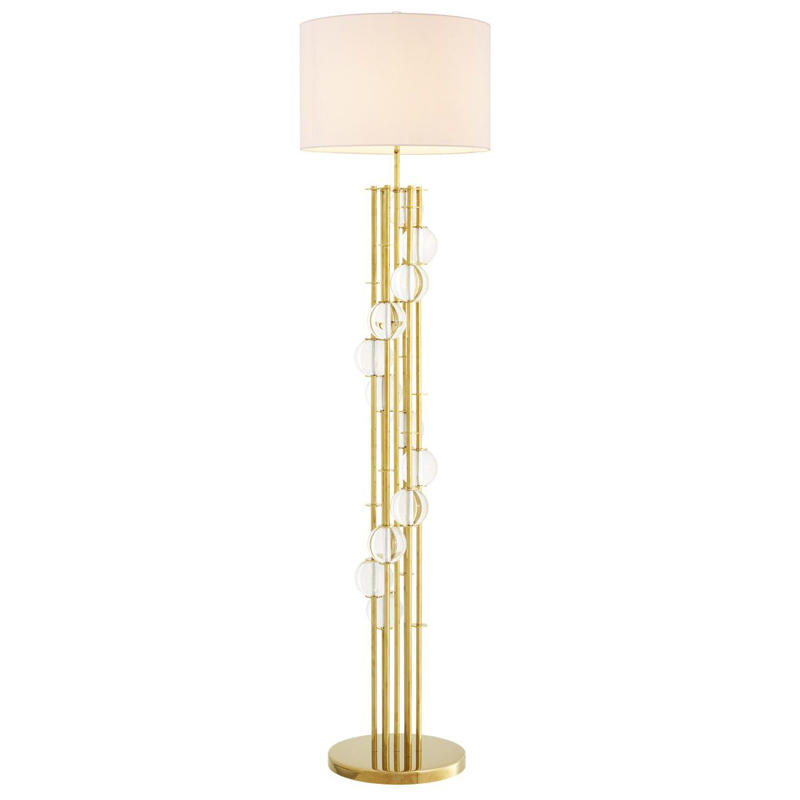 Торшер Eichholtz Floor Lamp Lorenzo Gold & white Глянцевое золото Белый Прозрачный в Ульяновске | Loft Concept 