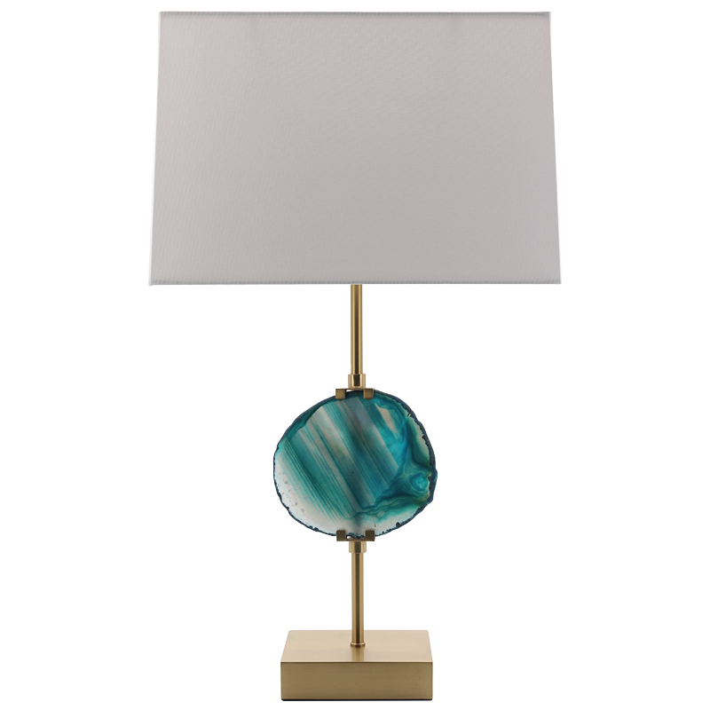 Настольная лампа Blue Agate Design Table Lamp Латунь Синий Бирюзовый Белый в Ульяновске | Loft Concept 