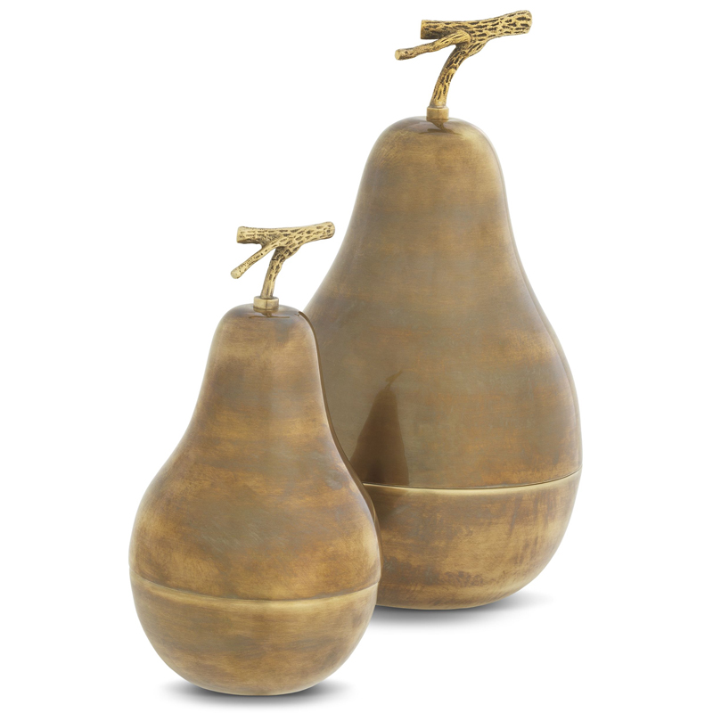 Комплект шкатулок Eichholtz Box Pear Set of 2 brass Винтажная латунь в Ульяновске | Loft Concept 