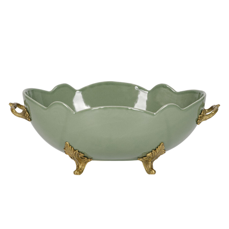 Чаша зеленого цвета из фарфора с волнообразным краем Eden Garden porcelain and bronze Зеленый Бронза в Ульяновске | Loft Concept 