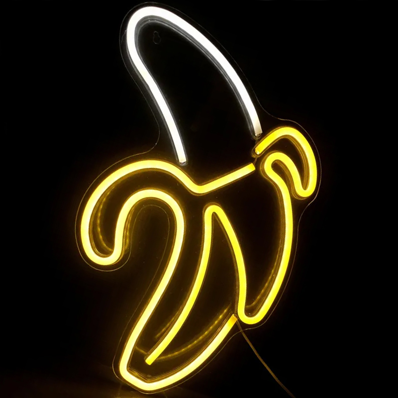 Неоновая настенная лампа Banana Neon Wall Lamp Прозрачный Белый Желтый в Ульяновске | Loft Concept 