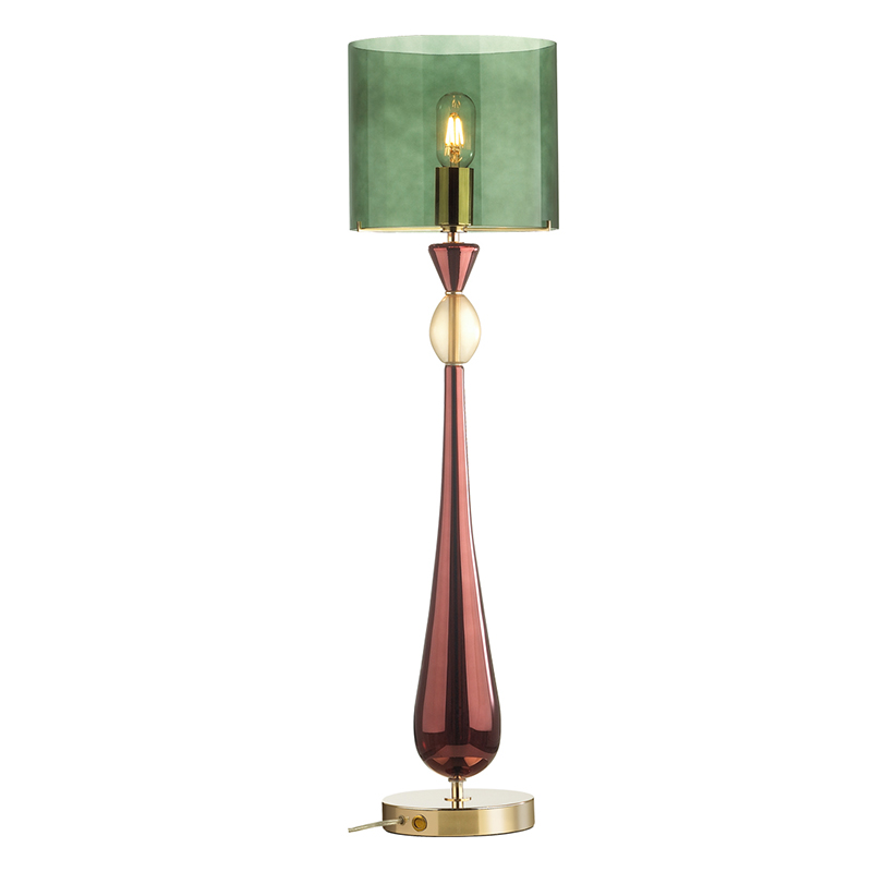 Настольная лампа Roser Green Burgundy Table Lamp Бургундский красный Золотой Зеленый в Ульяновске | Loft Concept 