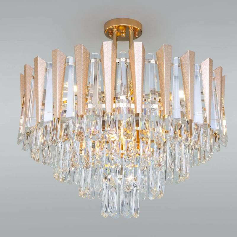 Потолочная люстра Crystal Edge Chandelier Прозрачный (Transparent) Золотой в Ульяновске | Loft Concept 