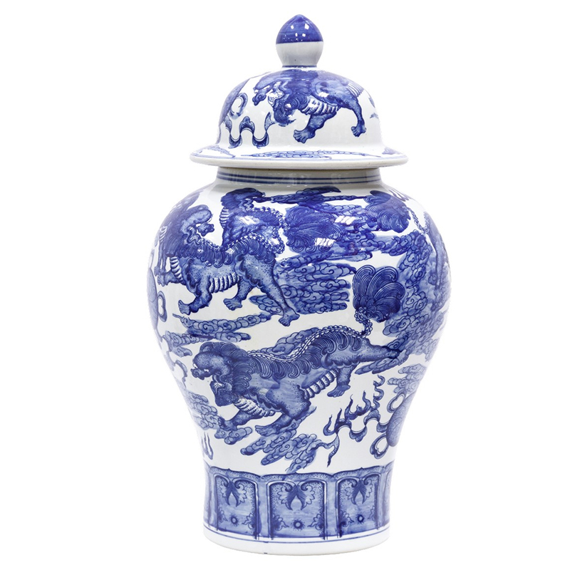 Ваза Blue White Chinese Dragon Vase Синий Белый в Ульяновске | Loft Concept 