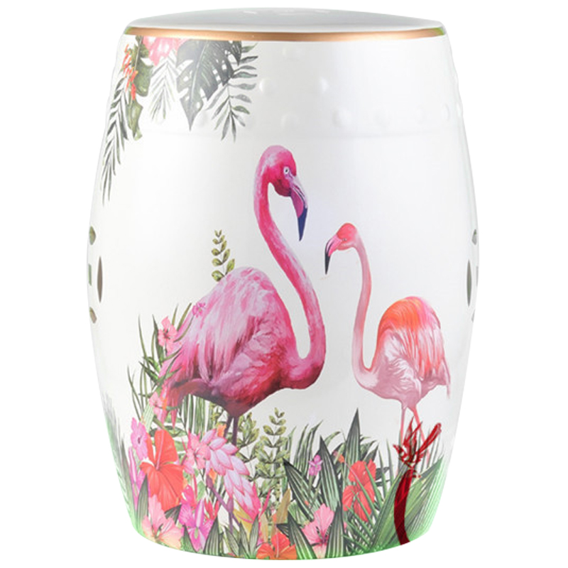 Керамический табурет Flamingo Tropical Animal Ceramic Stool White Белый Розовый Зеленый в Ульяновске | Loft Concept 