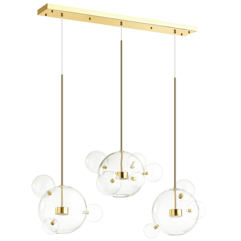 Люстра Transparent Bubble Chandelier Gold Line Глянцевое золото Прозрачный в Ульяновске | Loft Concept 