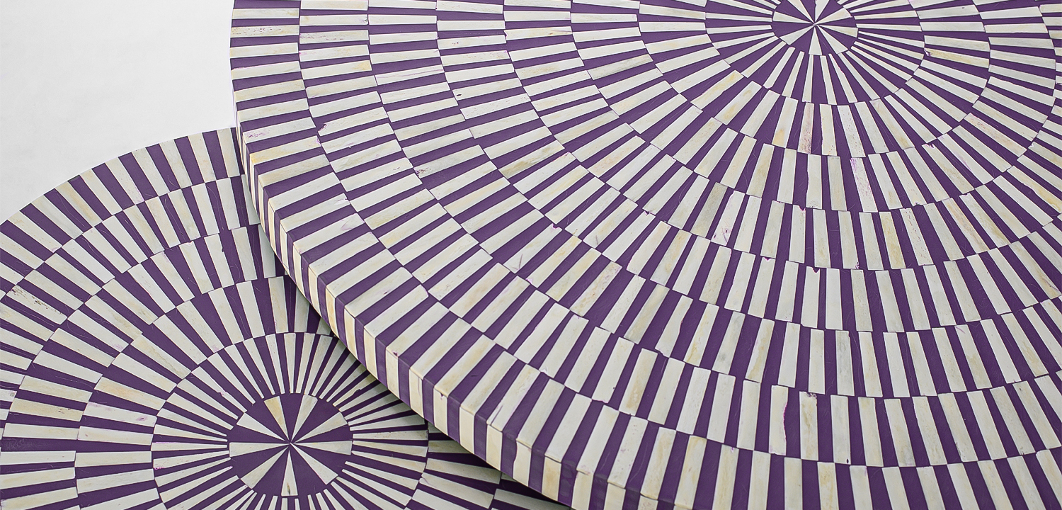 Комплект столиков Bone Inlay Round Violet - фото