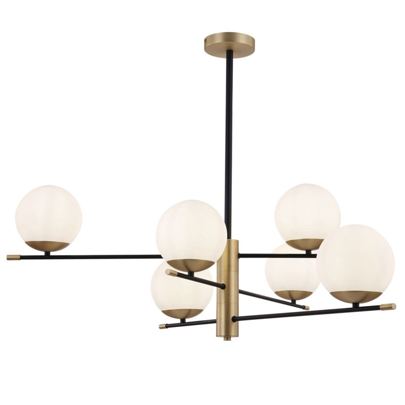 Светильник Spike Six Balls Hanging Lamp матовое золото Прозрачный белый в Ульяновске | Loft Concept 