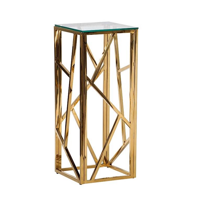 Подставка Serene Furnishing Gold Clear Glass Top stand Прозрачное Стекло Золотой в Ульяновске | Loft Concept 