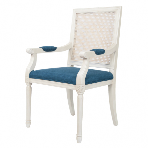 Стул French chairs Provence Garden White ArmChair Белый Темно-синий в Ульяновске | Loft Concept 