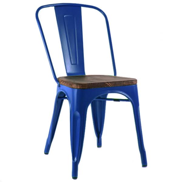 Кухонный стул Tolix Chair Wood Blue Синий Синий Коричневый в Ульяновске | Loft Concept 