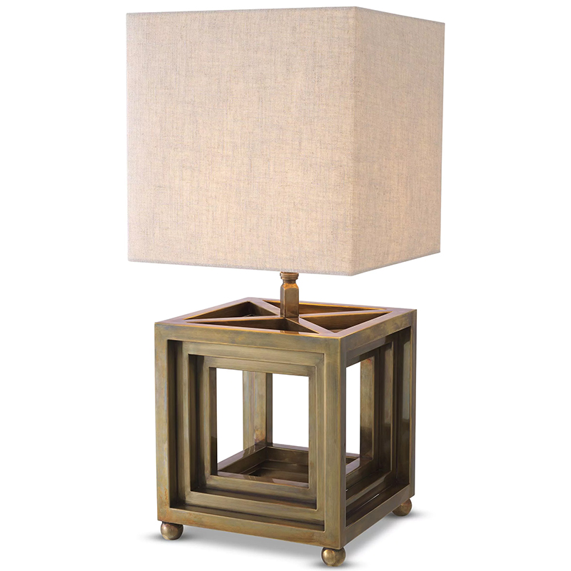 Настольная лампа Eichholtz Table Lamp Bellagio Brass Винтажная латунь Бежево-серый в Ульяновске | Loft Concept 