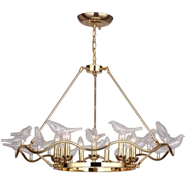 Люстра Dove Chandelier Glass Bird 9 Золотой в Ульяновске | Loft Concept 