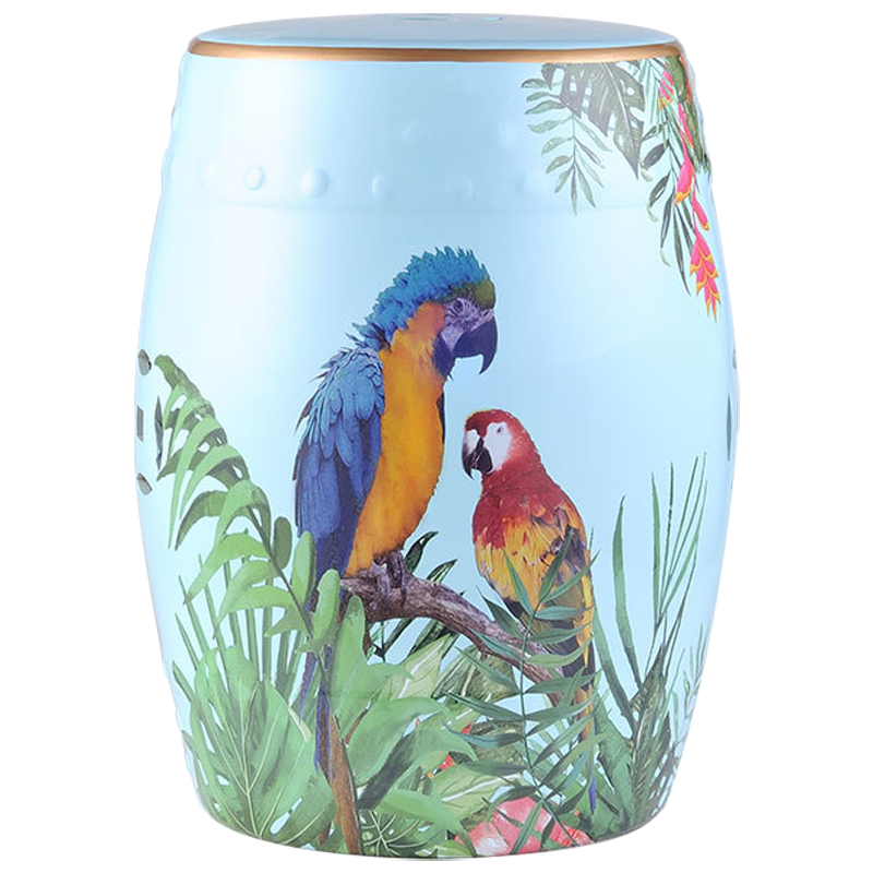 Керамический табурет Parrots Tropical Animal Ceramic Stool Blue Голубой Мульти в Ульяновске | Loft Concept 