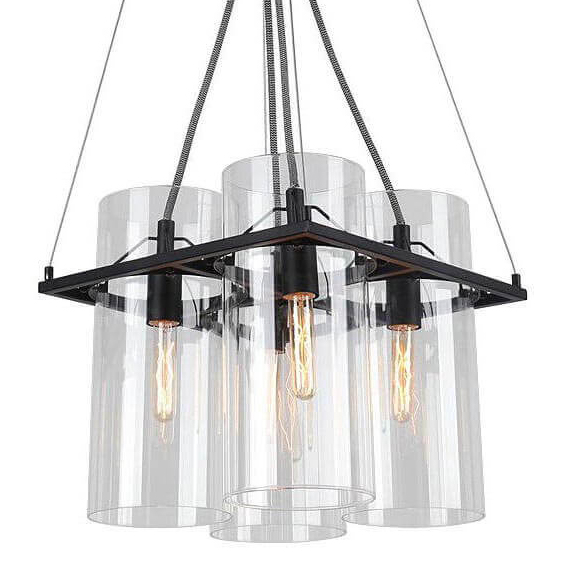 Люстра Glass Cylinder Chandelier Прозрачный Черный в Ульяновске | Loft Concept 