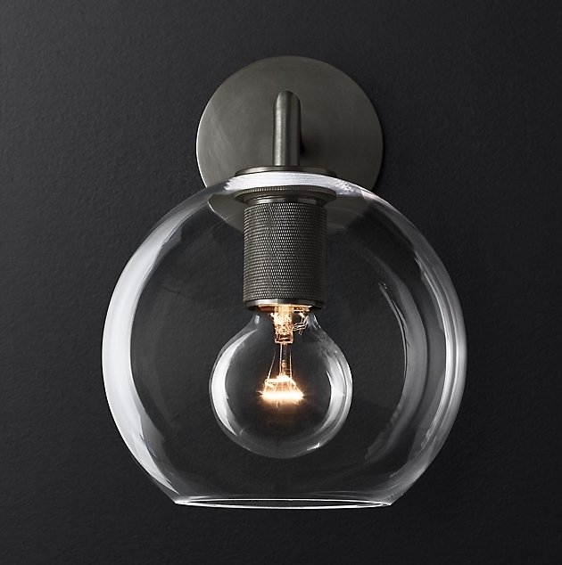 Бра RH Utilitaire Globe Shade Single Sconce Black Черный Темная бронза в Ульяновске | Loft Concept 