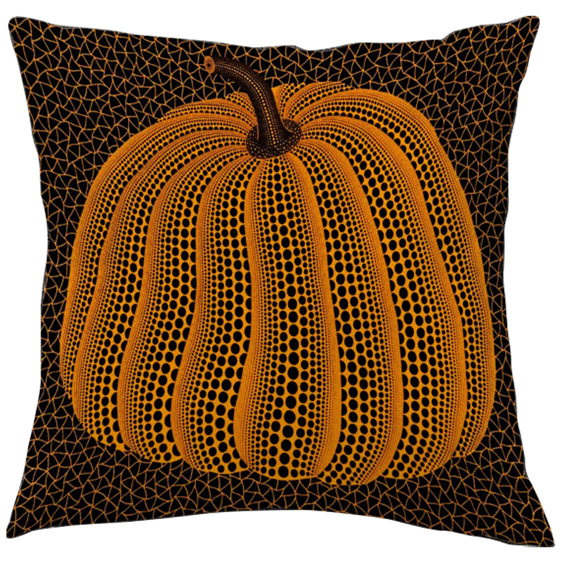 Декоративная подушка Yayoi Kusama Pumpkin Orange Черный Оранжевый в Ульяновске | Loft Concept 