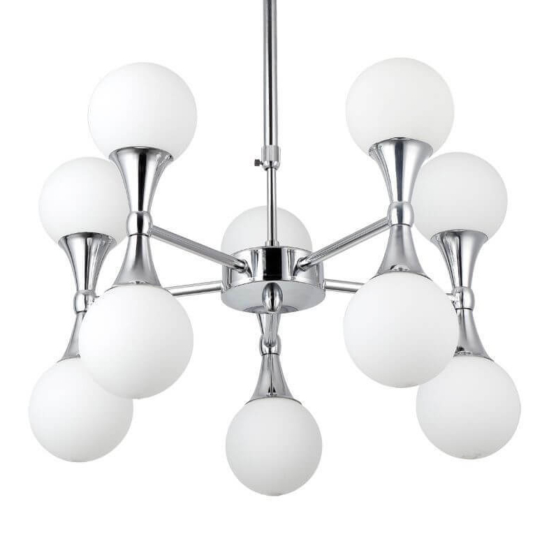 Люстра Ball Valley Chandelier Chromium 10 Белый Хром в Ульяновске | Loft Concept 