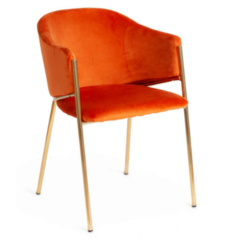 Стул Faisal Orange Velvet Chair Оранжевый Глянцевое золото в Ульяновске | Loft Concept 