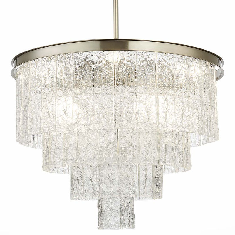 Люстра Renea Textured Glass Chandelier Nickel D60 Никель Прозрачное Стекло в Ульяновске | Loft Concept 