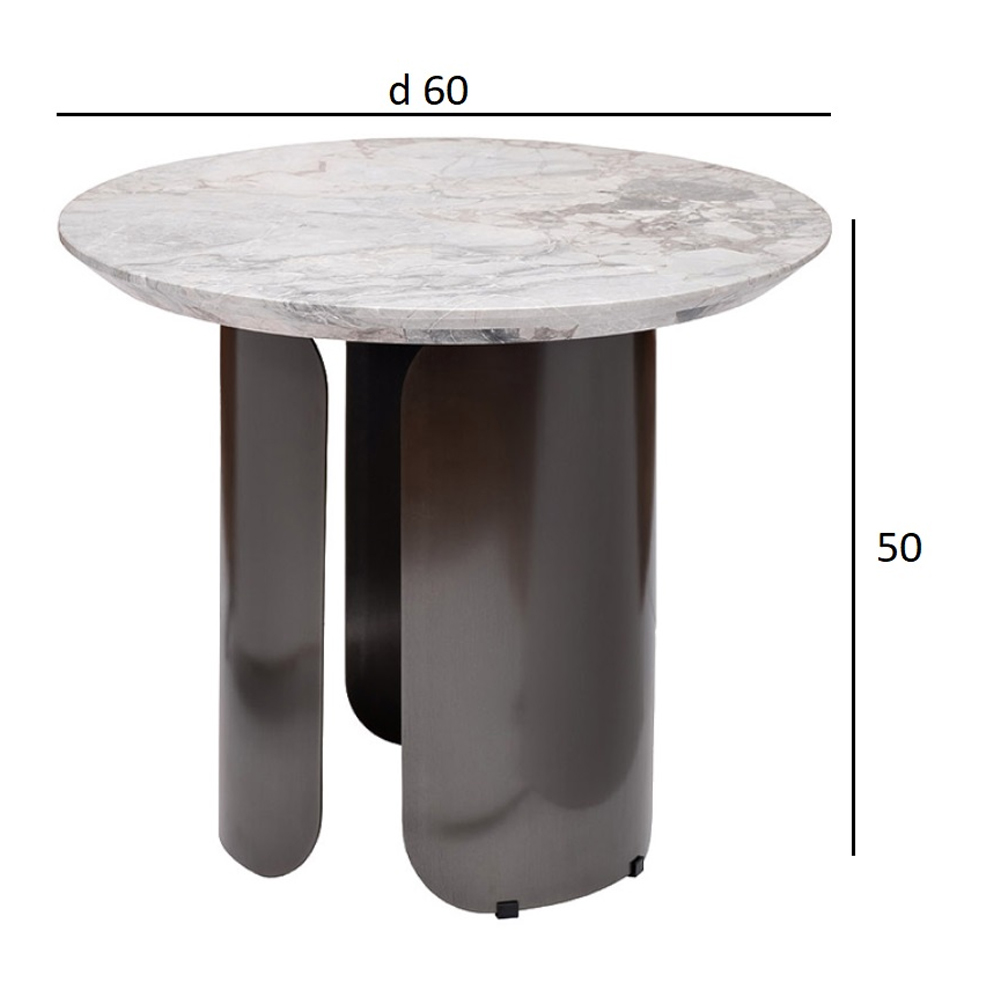 Столик журнальный круглый с мраморной столешницей Gray Marble Table в Ульяновске