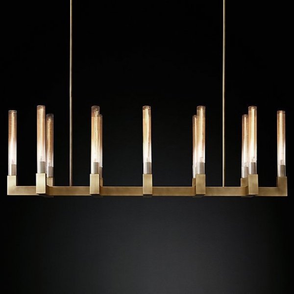 Люстра RH CANELLE Linear Chandelier 12 Modern Brass Латунь в Ульяновске | Loft Concept 