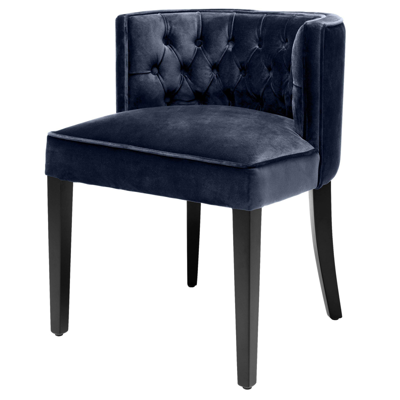 Стул Eichholtz Dining Chair Dearborn blue Темно-синий Черный в Ульяновске | Loft Concept 