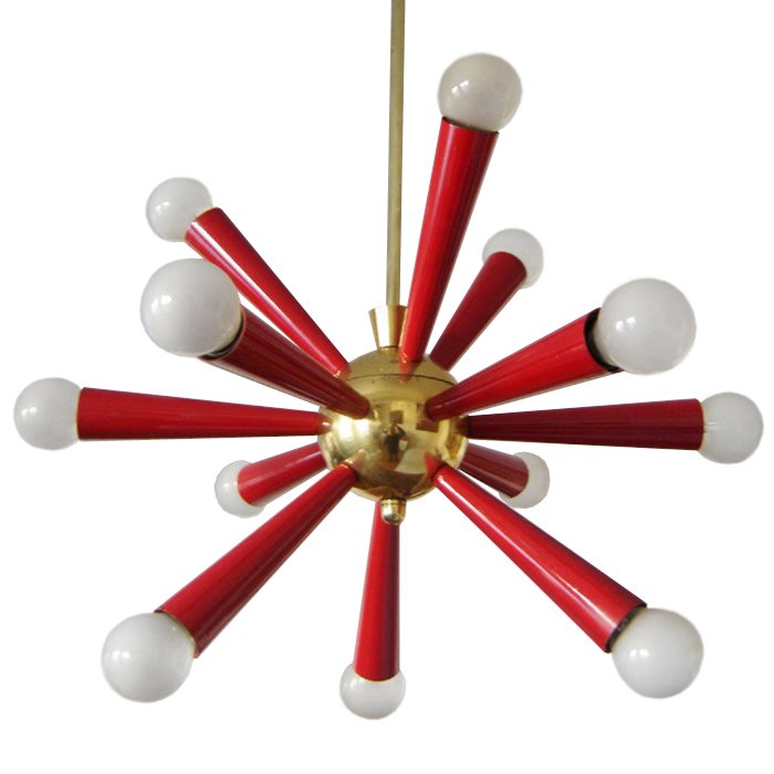 Люстра Mid Century Modern ATOMIC Sputnik Red Красный (Red) Золотой в Ульяновске | Loft Concept 