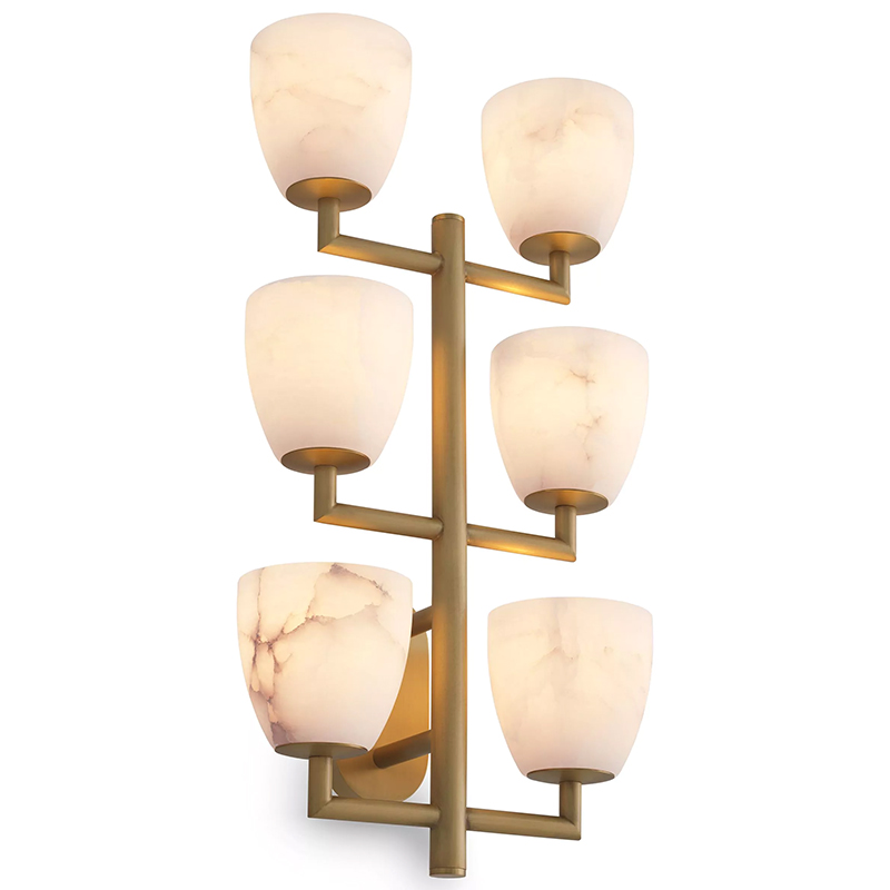 Настенный светильник Eichholtz Wall Lamp Valerius Латунь Белый Мрамор Bianco ivory ( слоновая кость ) в Ульяновске | Loft Concept 