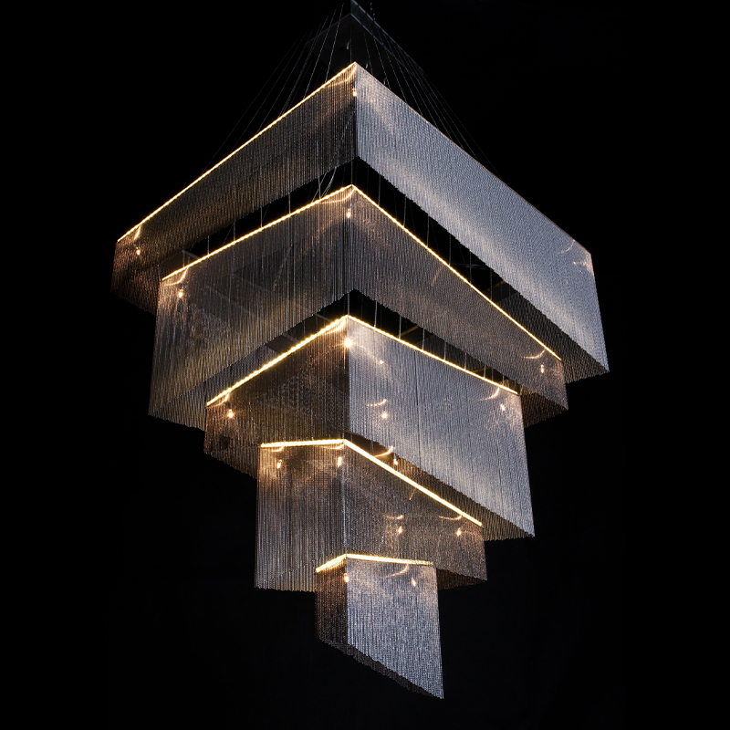 Люстра Серебряные цепочки Willowlamp Geometric Storm Silver Серебряный в Ульяновске | Loft Concept 