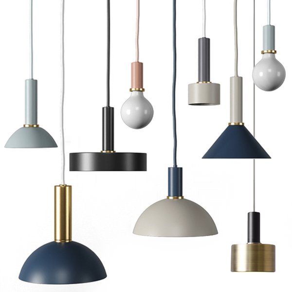 Подвесной светильник Ferm Living Socket Pendant High  Черный Латунь Голубой пастельный Темно-синий Белый Дымчатая Роза в Ульяновске | Loft Concept 