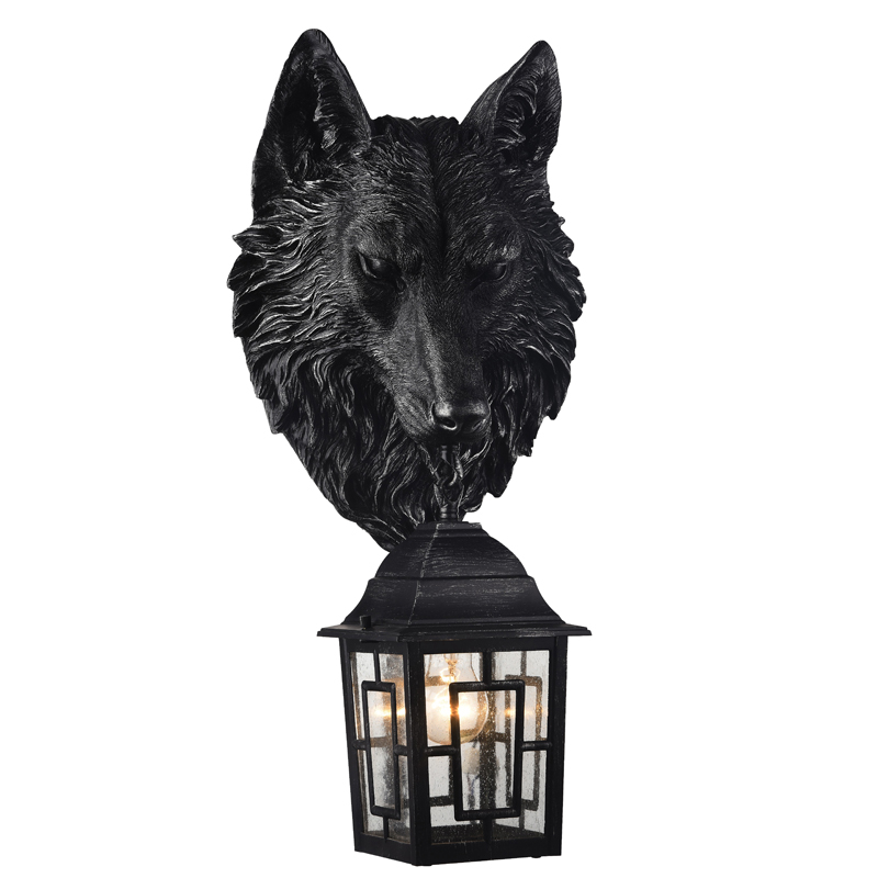 Уличный светильник Wolf Lantern Винтажный черный Прозрачное Стекло в Ульяновске | Loft Concept 