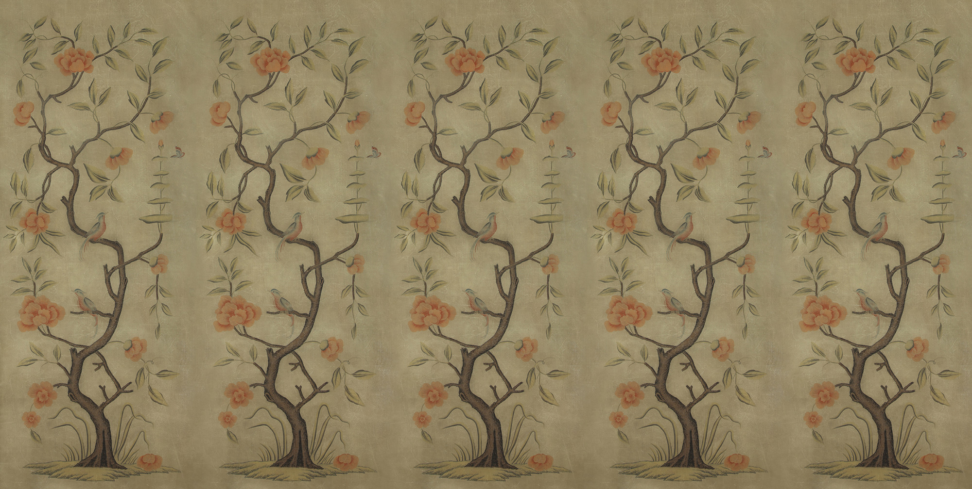 Обои ручная роспись Gustavian Tree of Life Special Colourway on brown Williamsburg Обои ручная роспись Gustavian Tree of Life Special Colourway on brown Williamsburg - постер Loft-Concept в Ульяновске