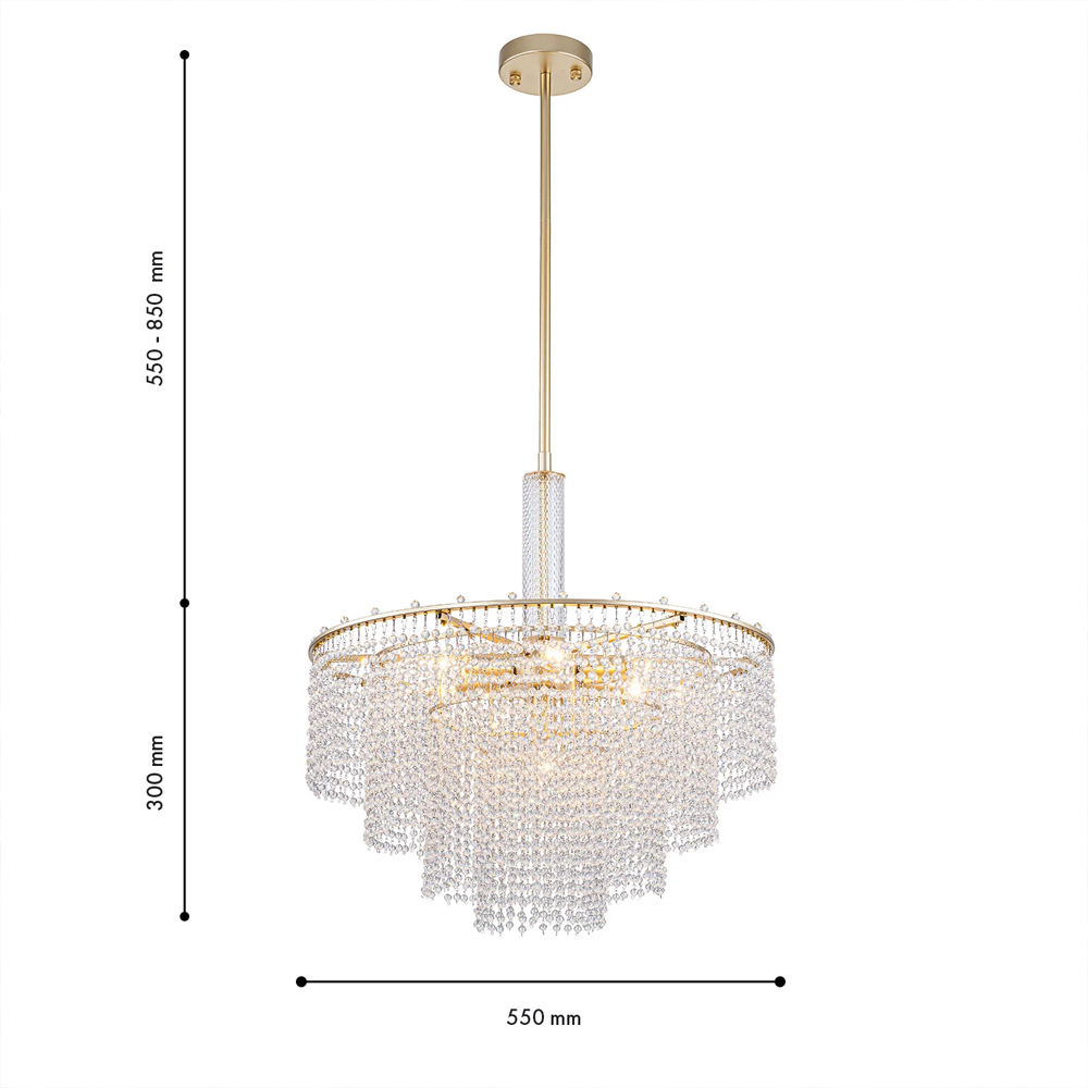 Люстра многоярусная с каскадами кристаллов Crystal Rains в Ульяновске
