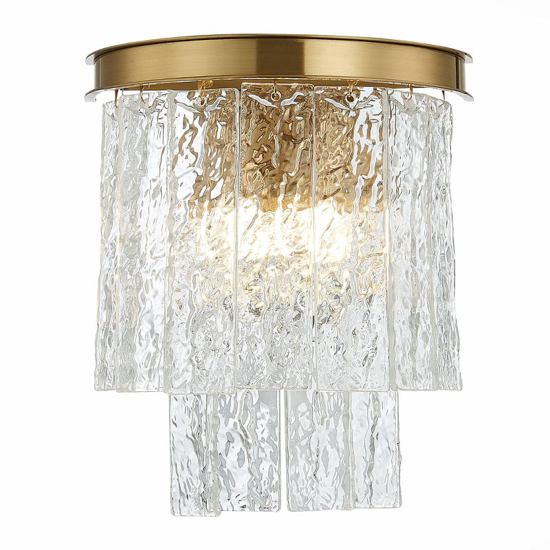 Бра Renea Textured Glass Wall Lamp Brass Латунь Прозрачное Стекло в Ульяновске | Loft Concept 