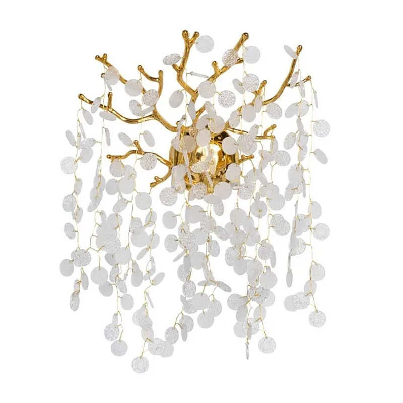 Бра золотого цвета с ветвями и круглыми рельефными подвесками FAIRYTREE Light Золотой Прозрачный в Ульяновске | Loft Concept 