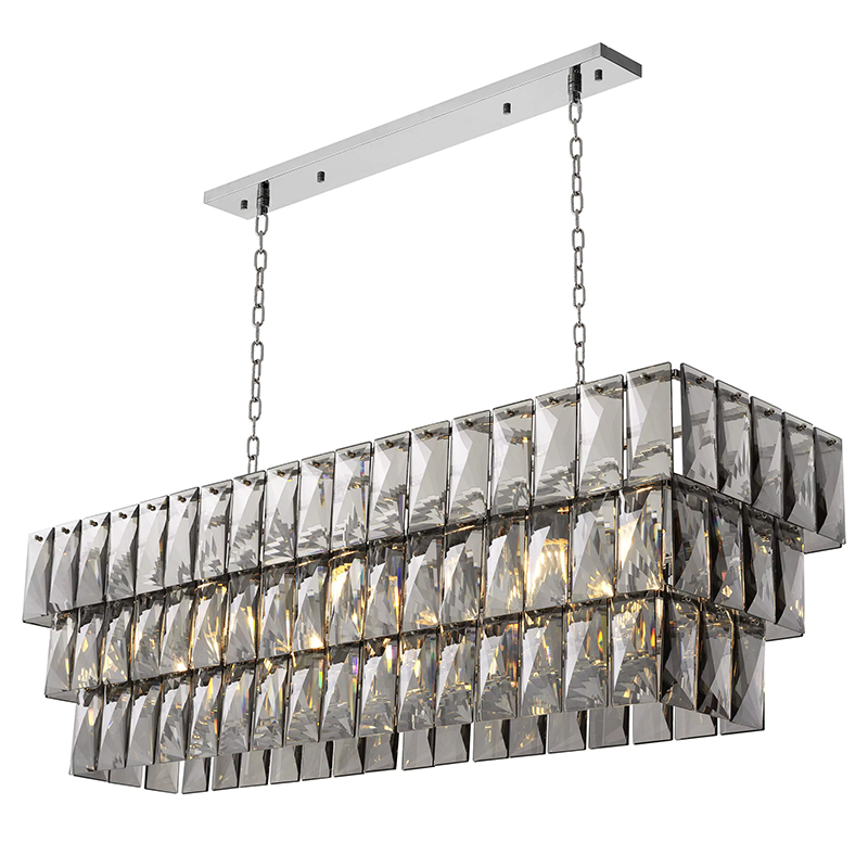 Люстра Eichholtz Chandelier Amazone Rectangular Nickel Никель Стекло Смок в Ульяновске | Loft Concept 