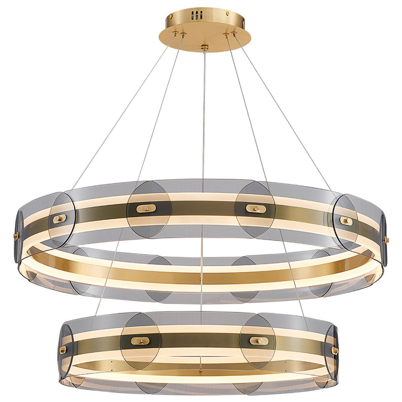 Люстра Gold 2 ring horizontal chandelier Прозрачный Латунь в Ульяновске | Loft Concept 