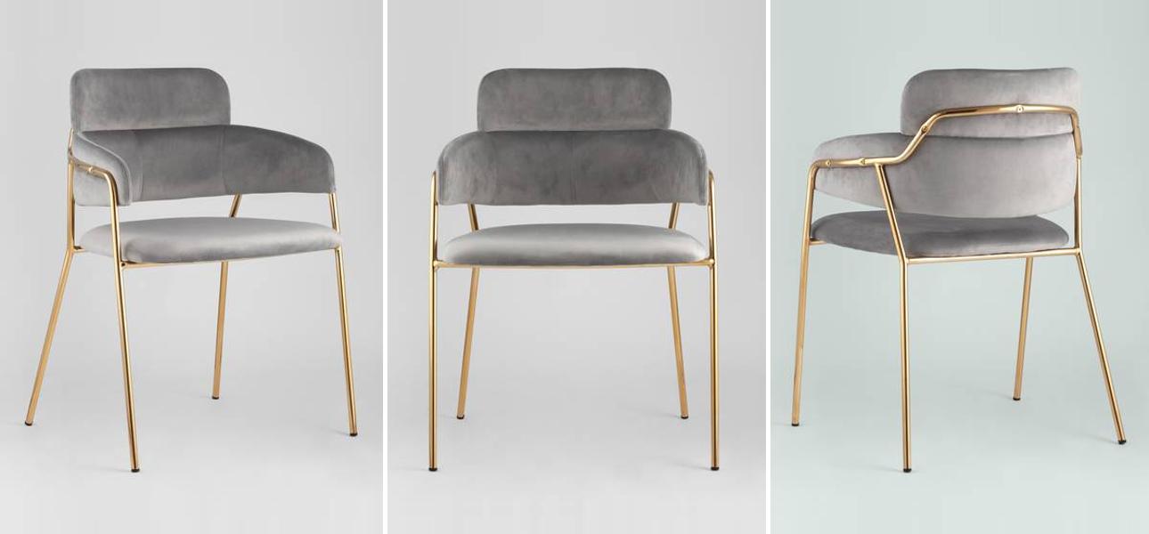 Стул Polina chair Светло-Серый Велюр - фото