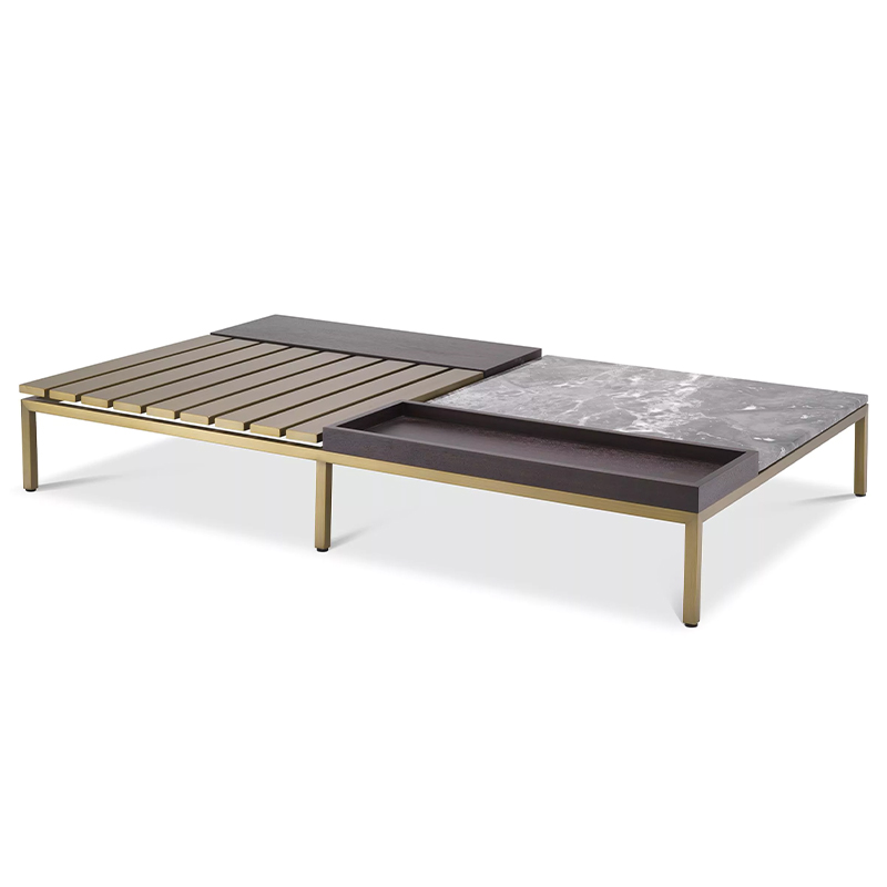 Кофейный стол Eichholtz Coffee Table Forma Латунь Серый Коричневый в Ульяновске | Loft Concept 