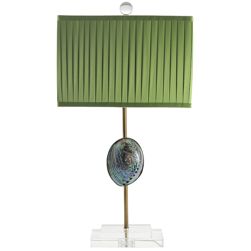 Настольная лампа с абажуром Green Semiprecious Stone Table Lamp Зеленый Прозрачное Стекло Латунь Перламутровый в Ульяновске | Loft Concept 