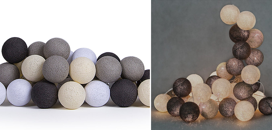 Гирлянда хлопковые фонарики Сotton Ball Taupe - Loft-Concept в Ульяновске